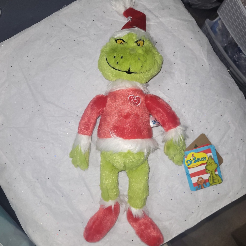 Aurora Dr. Seuss The Grinch Santa Plush Toy Heart Grew Three Sizes NWT